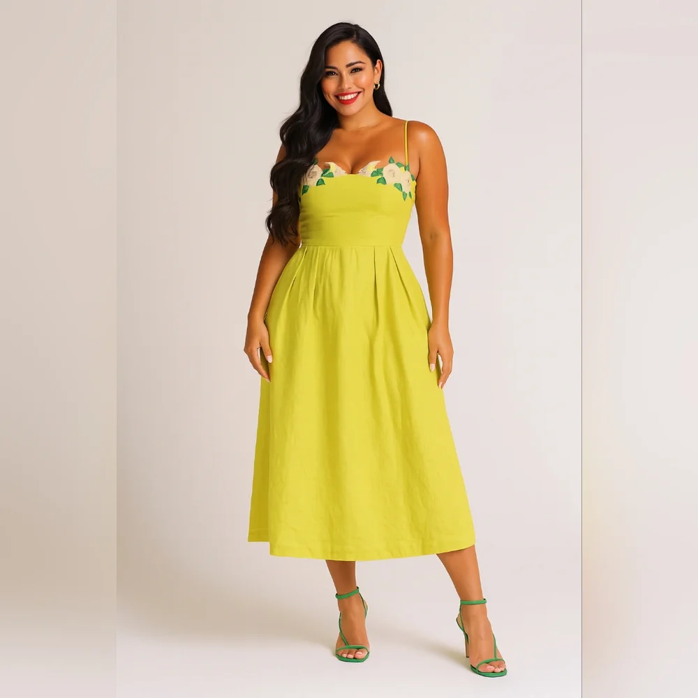 Fanm Mon Citron White Full Bloom Rose Embroidered Size XL - Picture 1 of 16